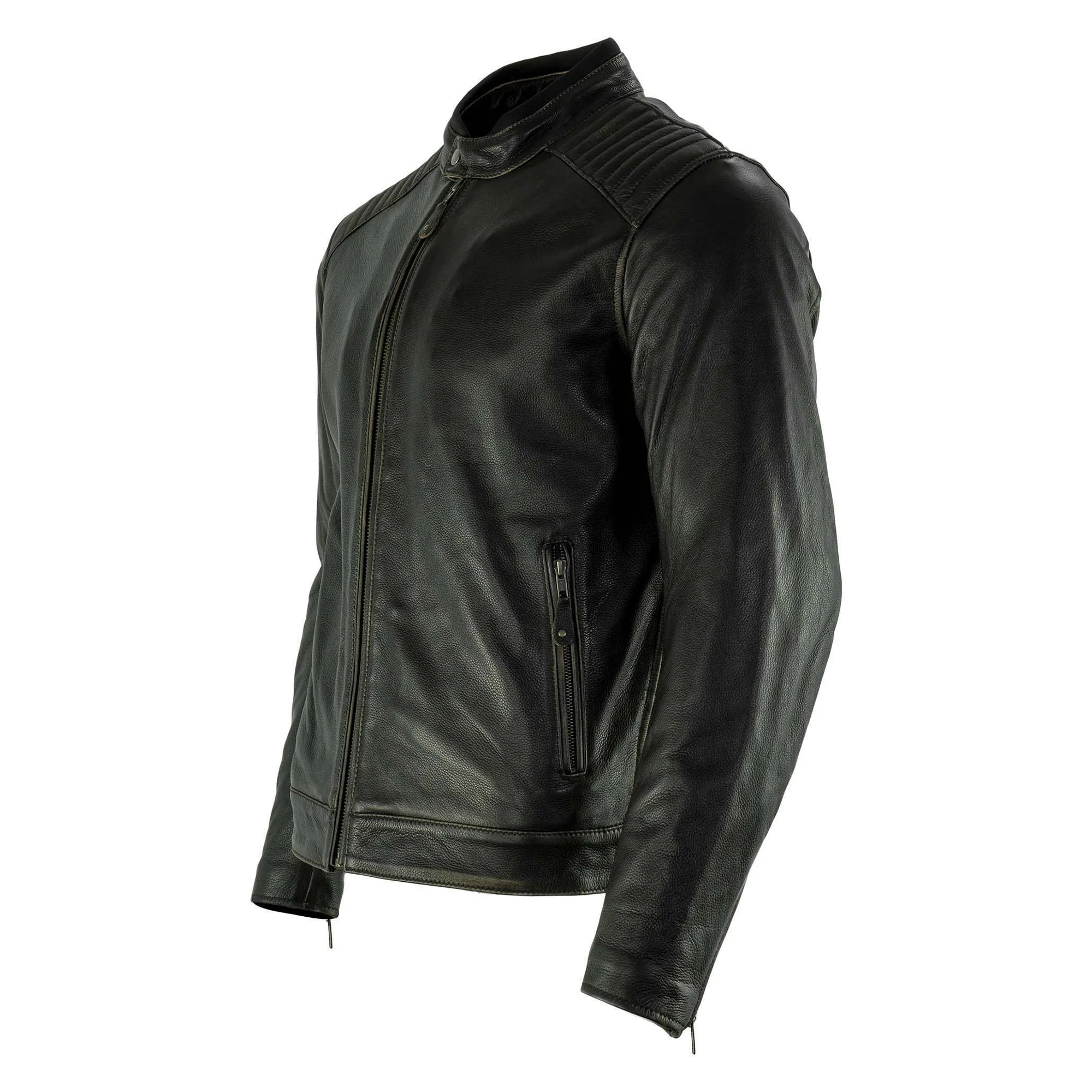 Classic Motorcycle Leather Jacket For Men – Black