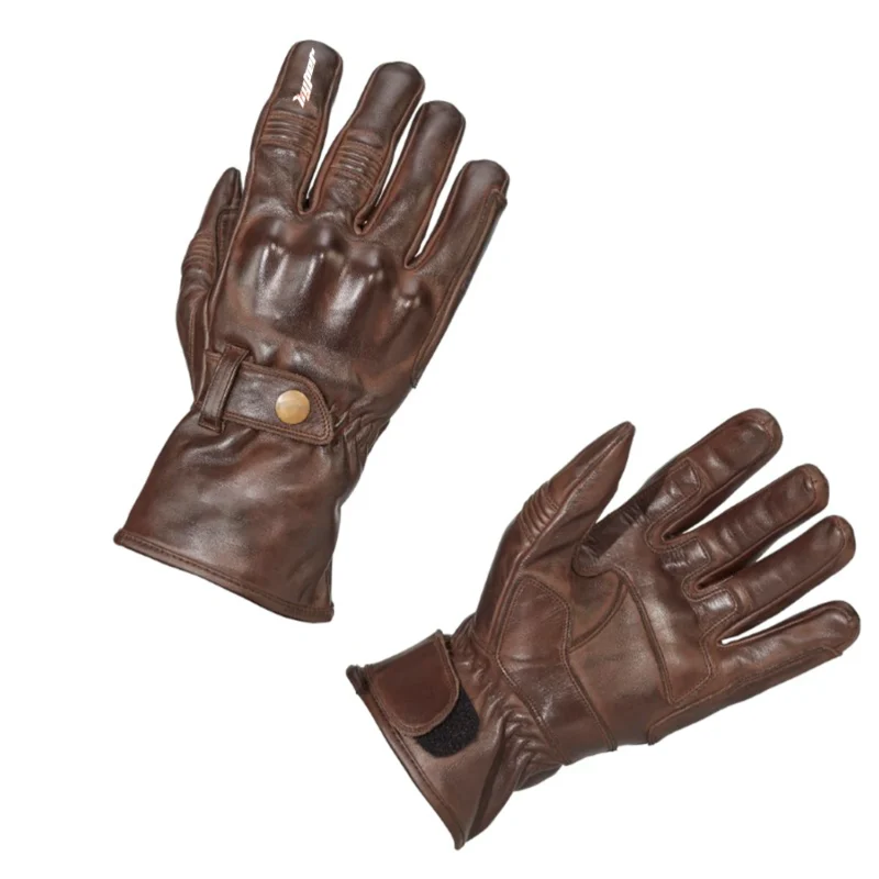 Leather Biker Gloves DURHAM Riding Gloves – Brown