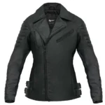 Women Biker Jacket Cafe Racer Leather Jacket – Black