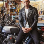 Cafe Racer Jacket Leather D-Pocket Biker Jacket – Black