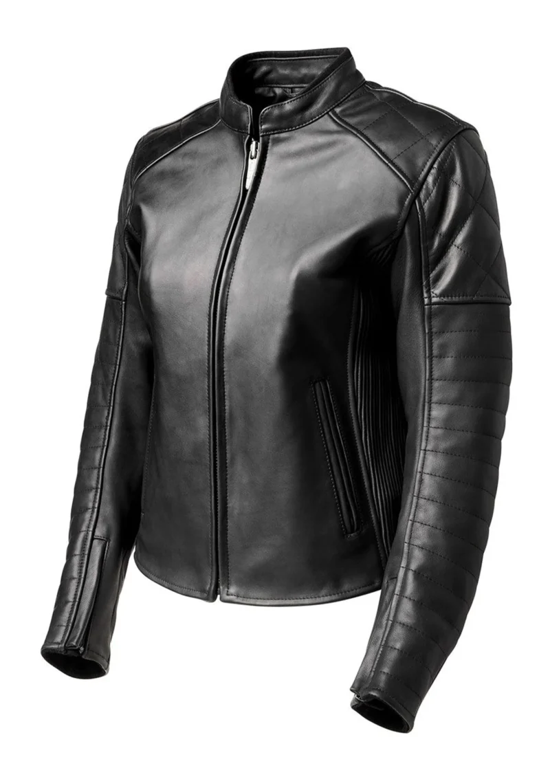 Womens Leather Jacket Maywood Ladies Biker Jacket - Black