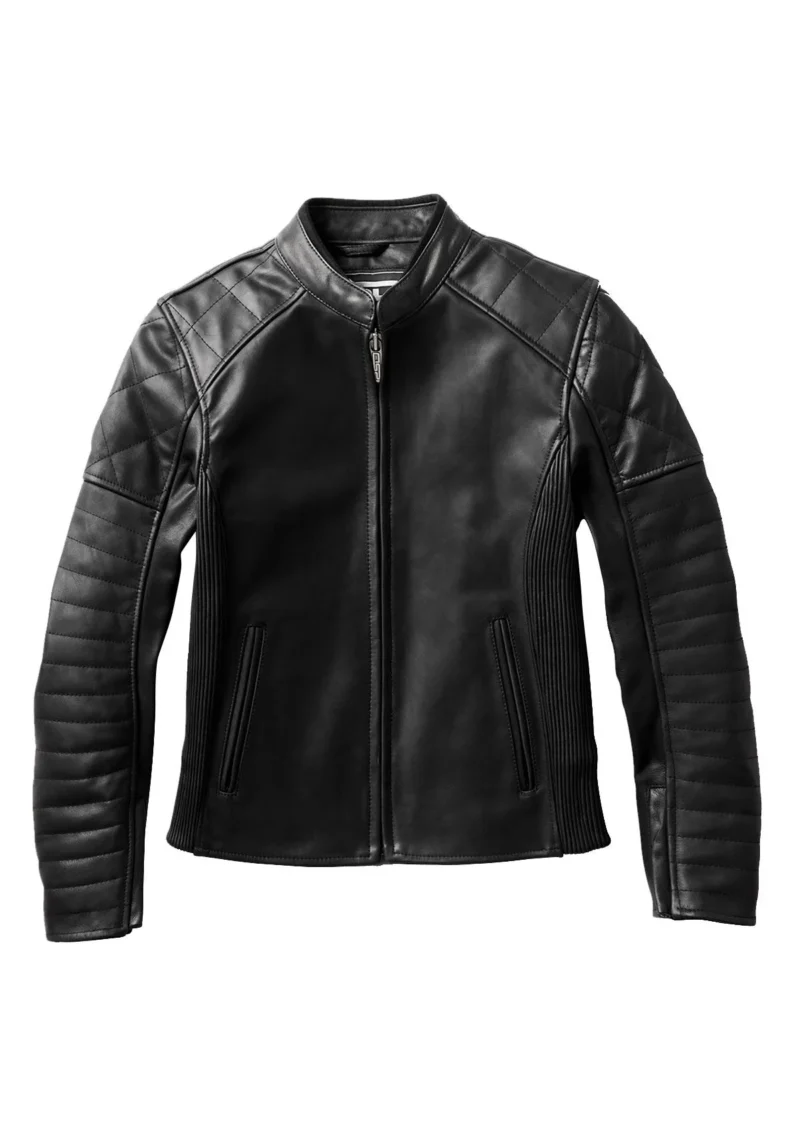 Womens Leather Jacket Maywood Ladies Biker Jacket - Black