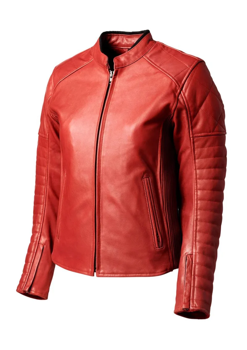 Ladies Motorcycle Jacket Maywood Women Biker Jacket - Red